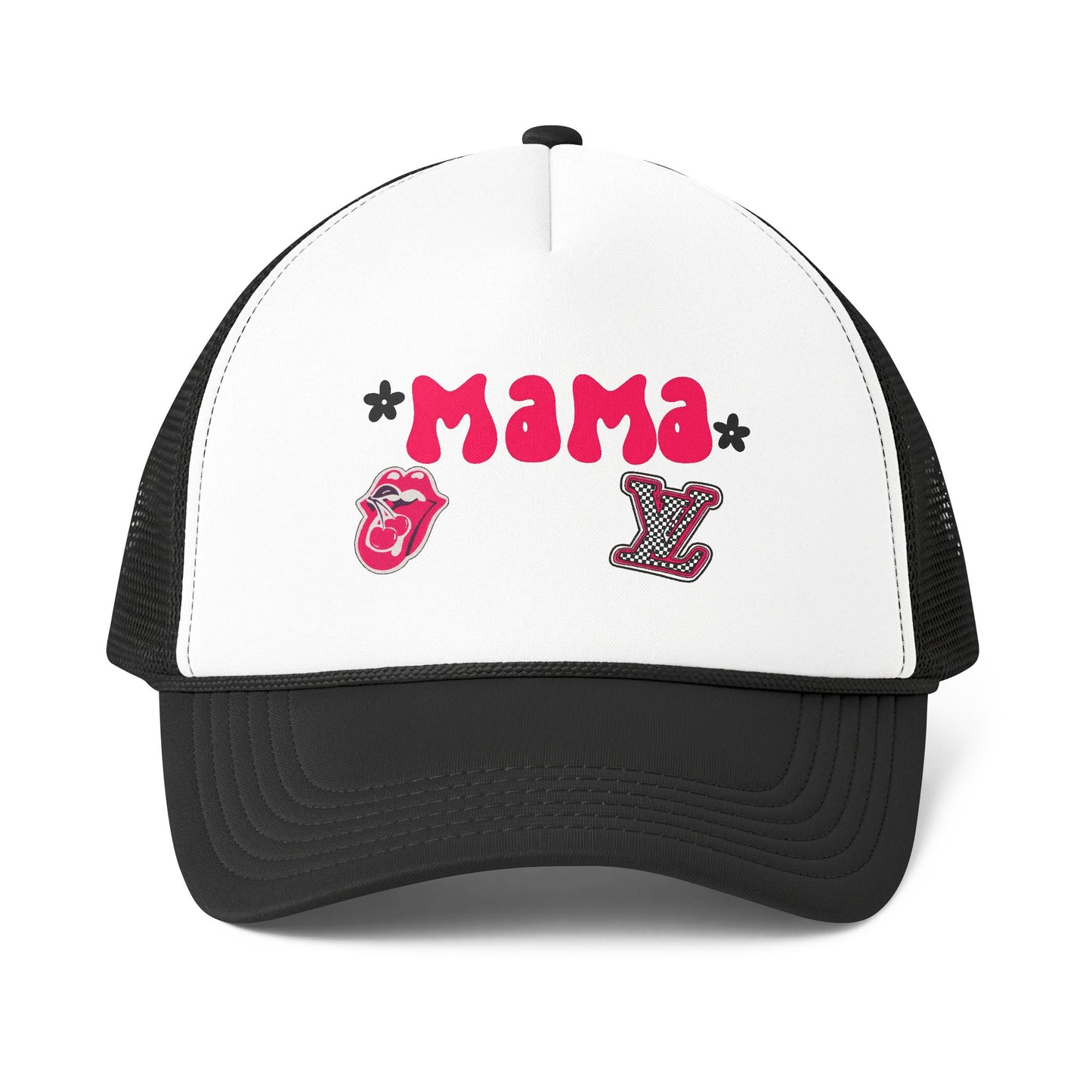Mama Graphic Trucker Hat — Retro Rock Patch Mesh Cap