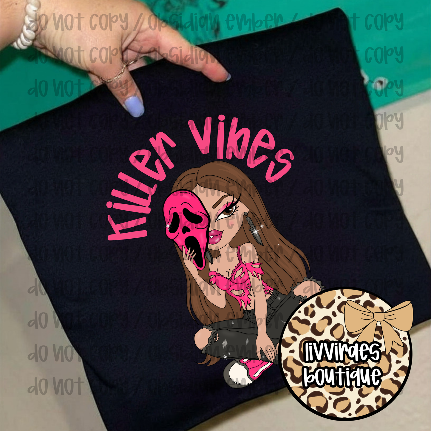 Killer Vibes Graphic Tee — Pink Girl Skull Illustration T-Shirt