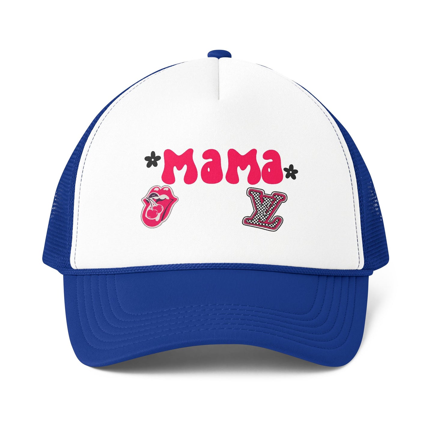 Mama Graphic Trucker Hat — Retro Rock Patch Mesh Cap
