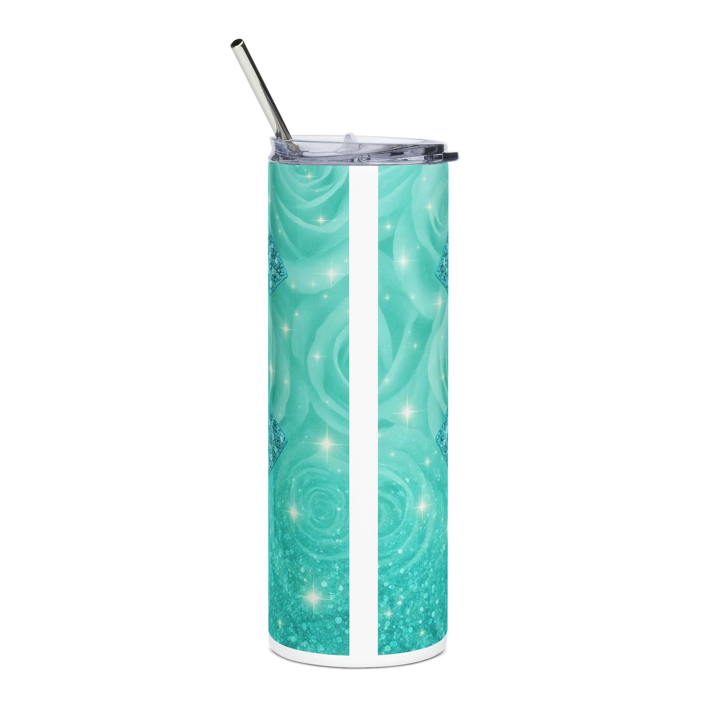 Aqua Sparkle Tumbler — 20oz Stainless Steel Gem-Pattern Travel Cup
