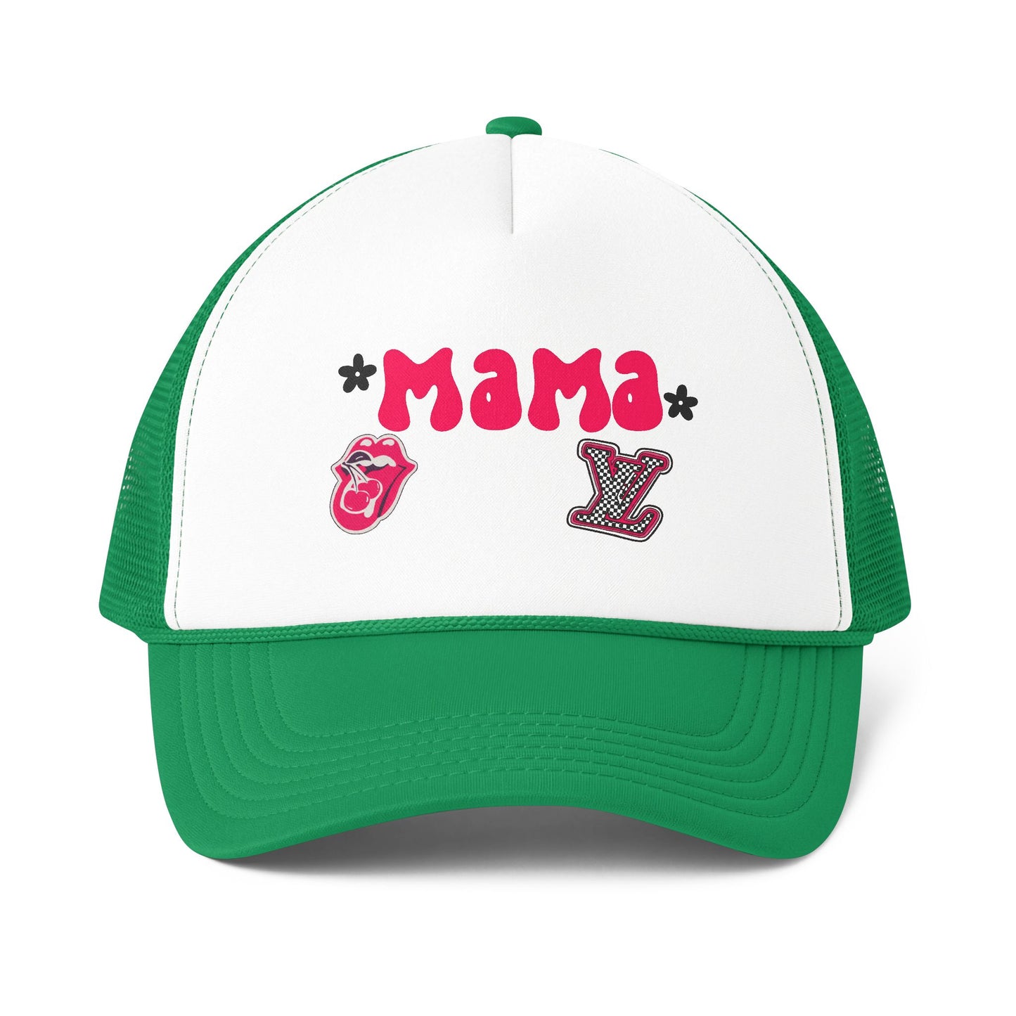 Mama Graphic Trucker Hat — Retro Rock Patch Mesh Cap