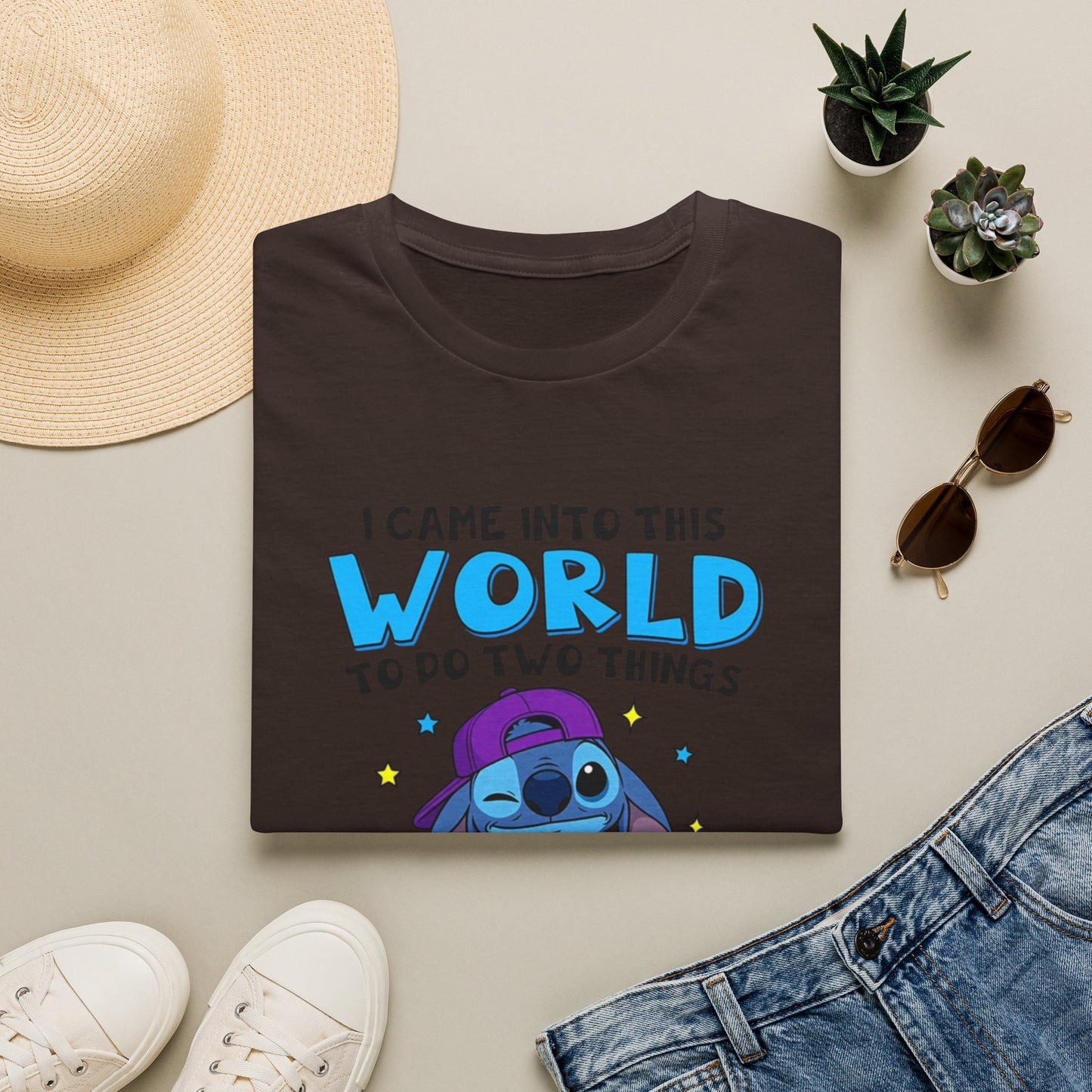 Graphic T-Shirt — “I Came Into This World to Do Two Things” Funny Cartoon Tee
