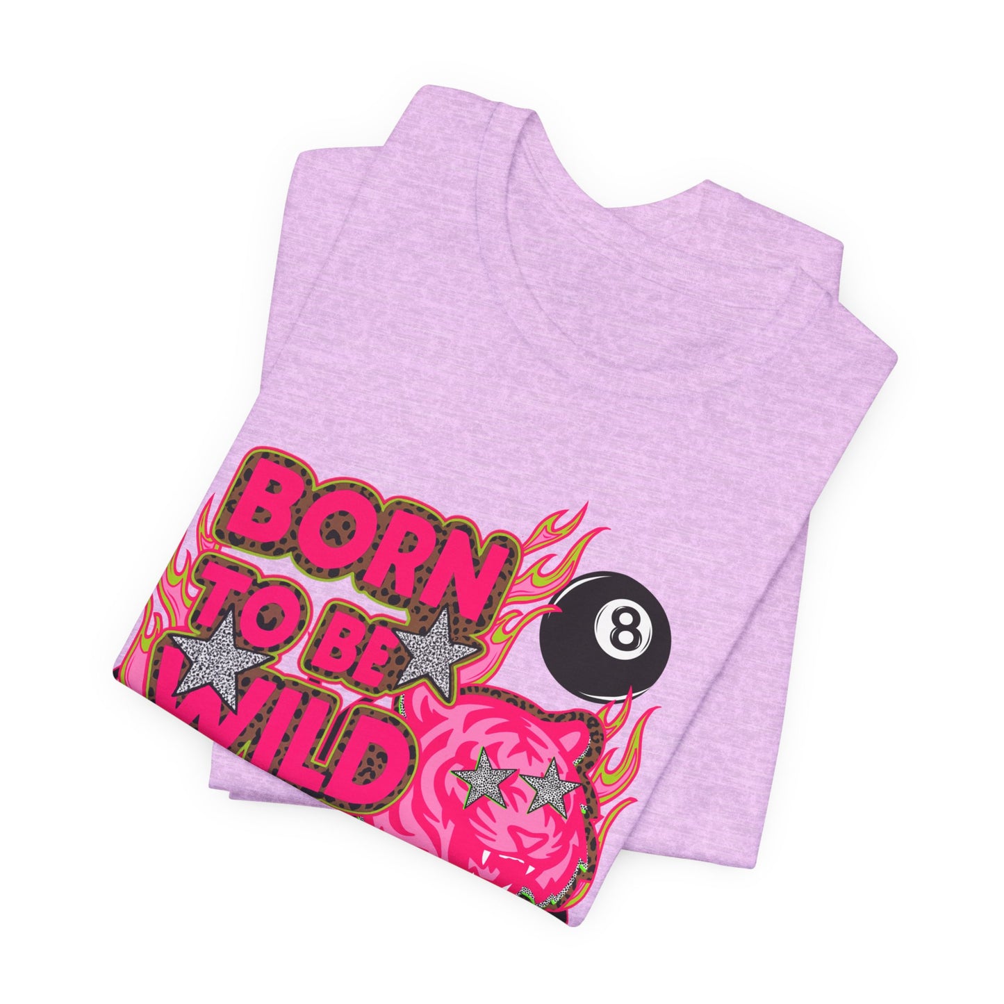 Born to Be Wild Tee — Pink Flaming Skull & 8-Ball Graphic T-Shirt