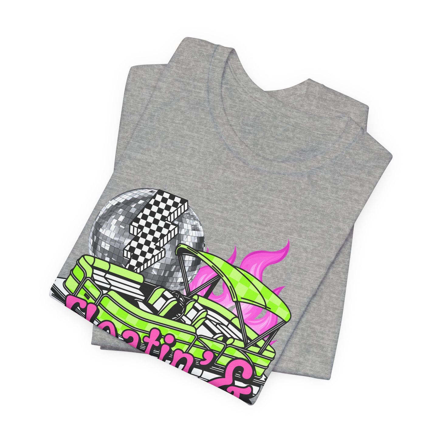 Floatin' & Boatin' Graphic Tee — Retro Neon Pontoon Party Shirt