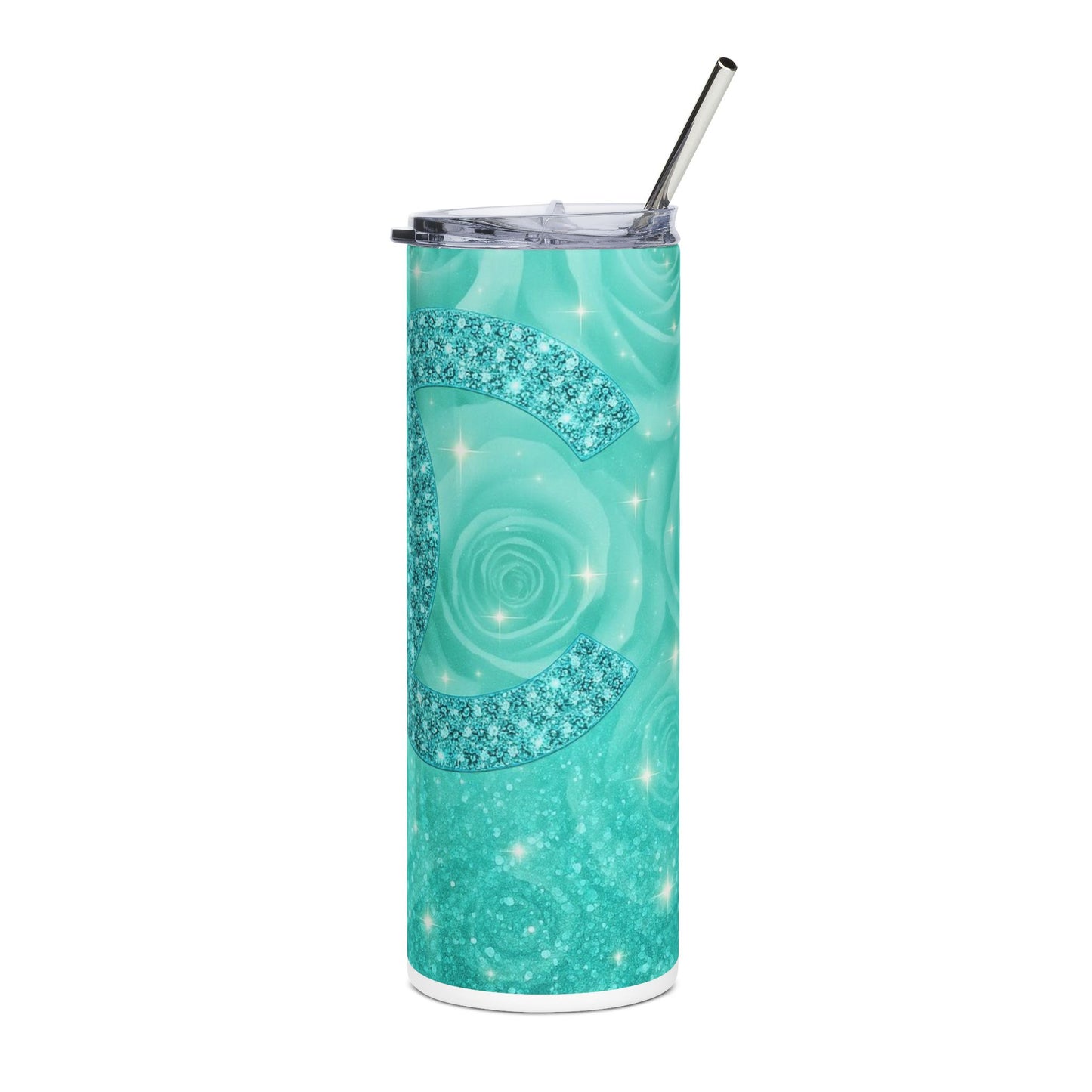Aqua Sparkle Tumbler — 20oz Stainless Steel Gem-Pattern Travel Cup