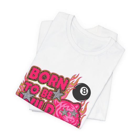 Born to Be Wild Tee — Retro Pink Skull & 8-Ball Graphic Shirt