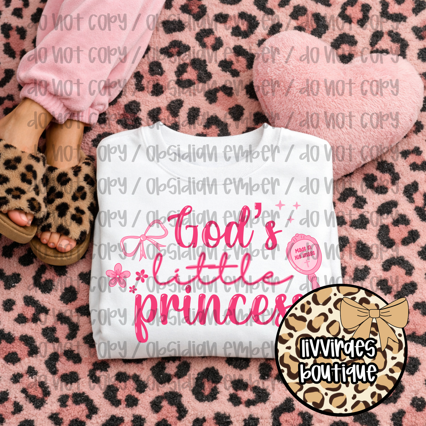 Kids T-Shirt - "God's Little Princess" Pink Graphic Tee for Girls, Cute Christian Children's Shirt