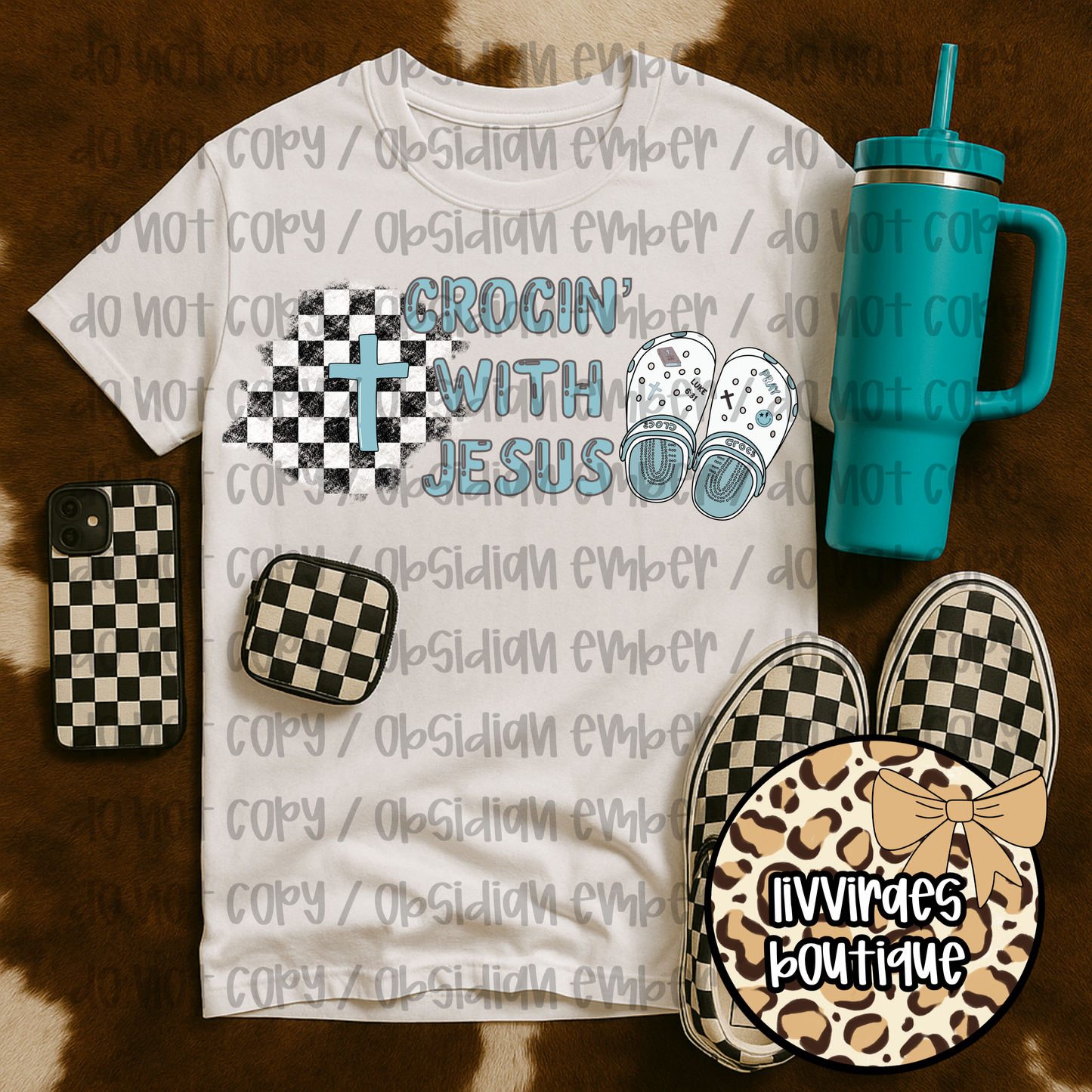 Kids Tee — 'Srocin' With Jesus' Vintage Check Skate Graphic