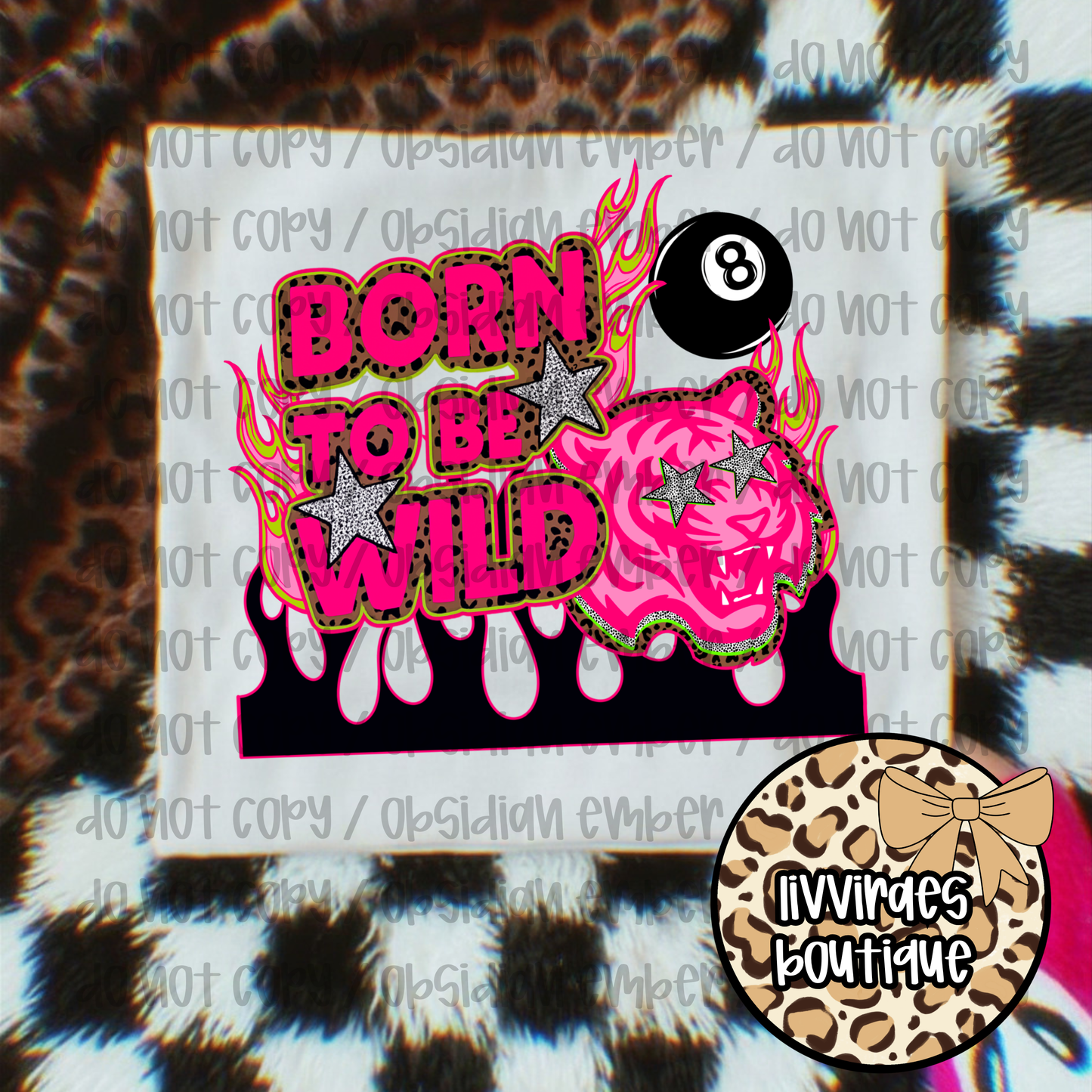 Born to Be Wild Tee — Pink Flaming Skull & 8-Ball Graphic T-Shirt