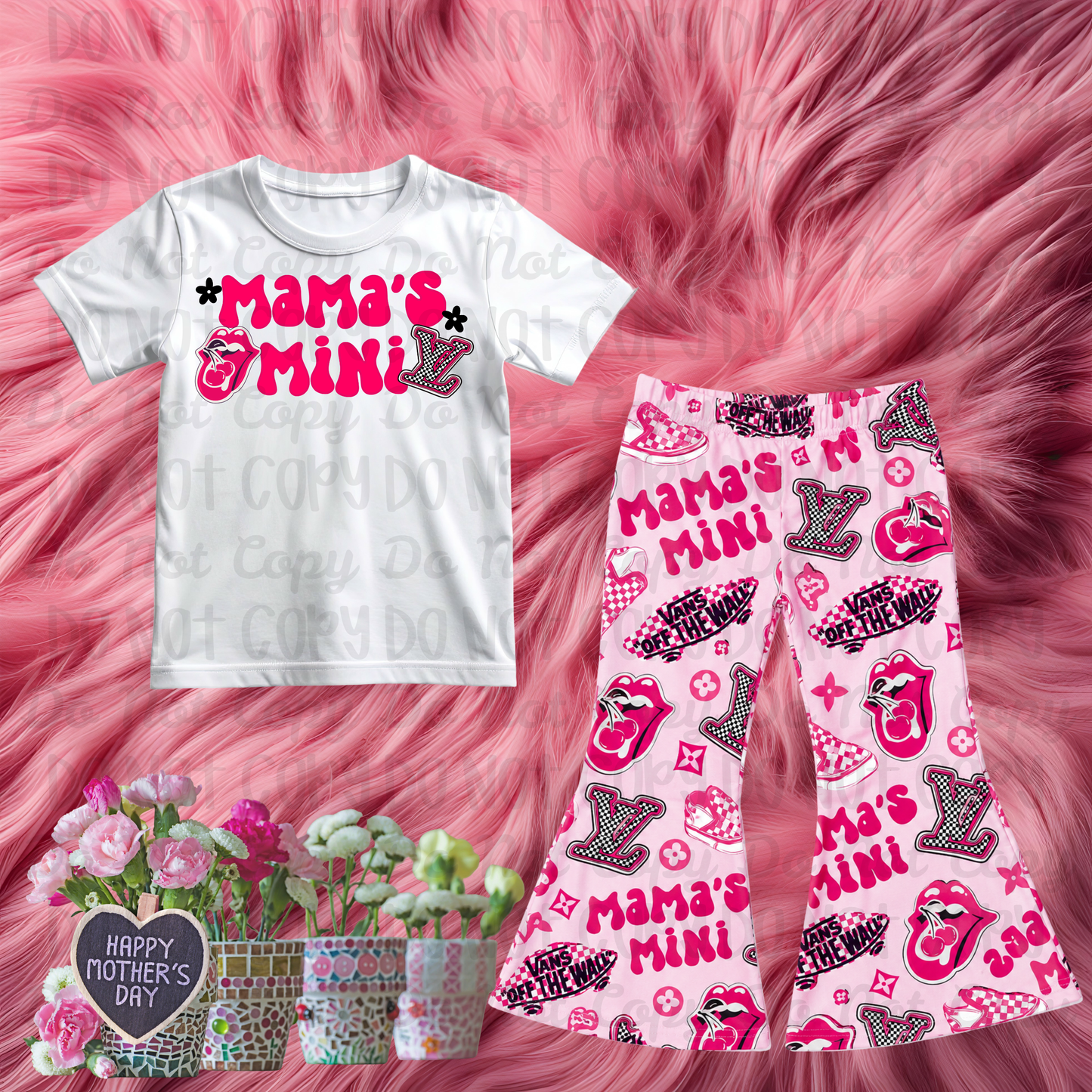 Kids Tee — "Mama's Mini" Pink Retro Graphic Shirt