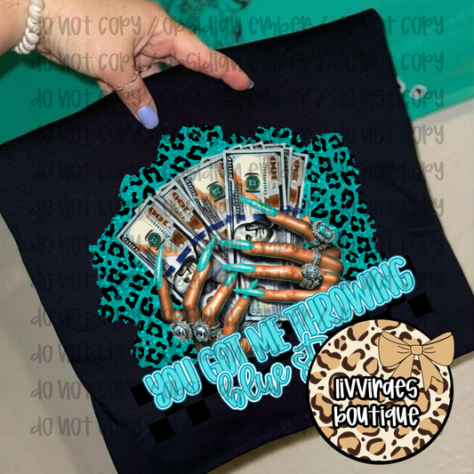 Money & Mani Graphic Tee — "You Got Me Throwing Up tacks" Retro Leopard Nail Art Shirt