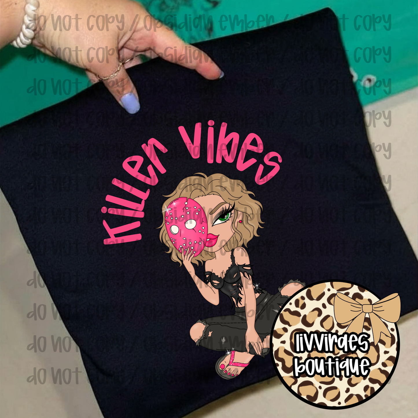 Killer Vibes Tee — Cute Edgy Girl Donut Graphic T‑Shirt
