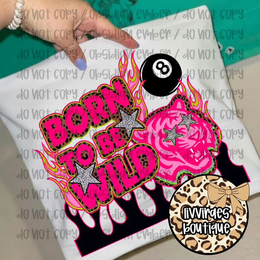 Born to Be Wild Tee — Retro Pink Skull & 8-Ball Graphic Shirt