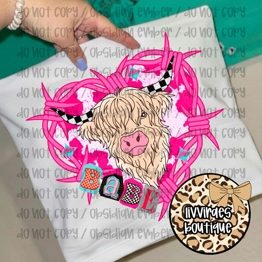 Highland Cow Heart Tee — Cute Pink Cow Graphic T-Shirt