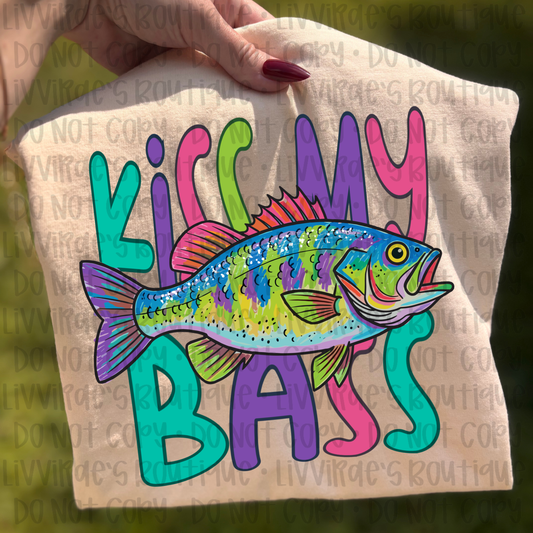 Kiss My Bass T-Shirt — Colorful Retro Fishing Tee for Anglers