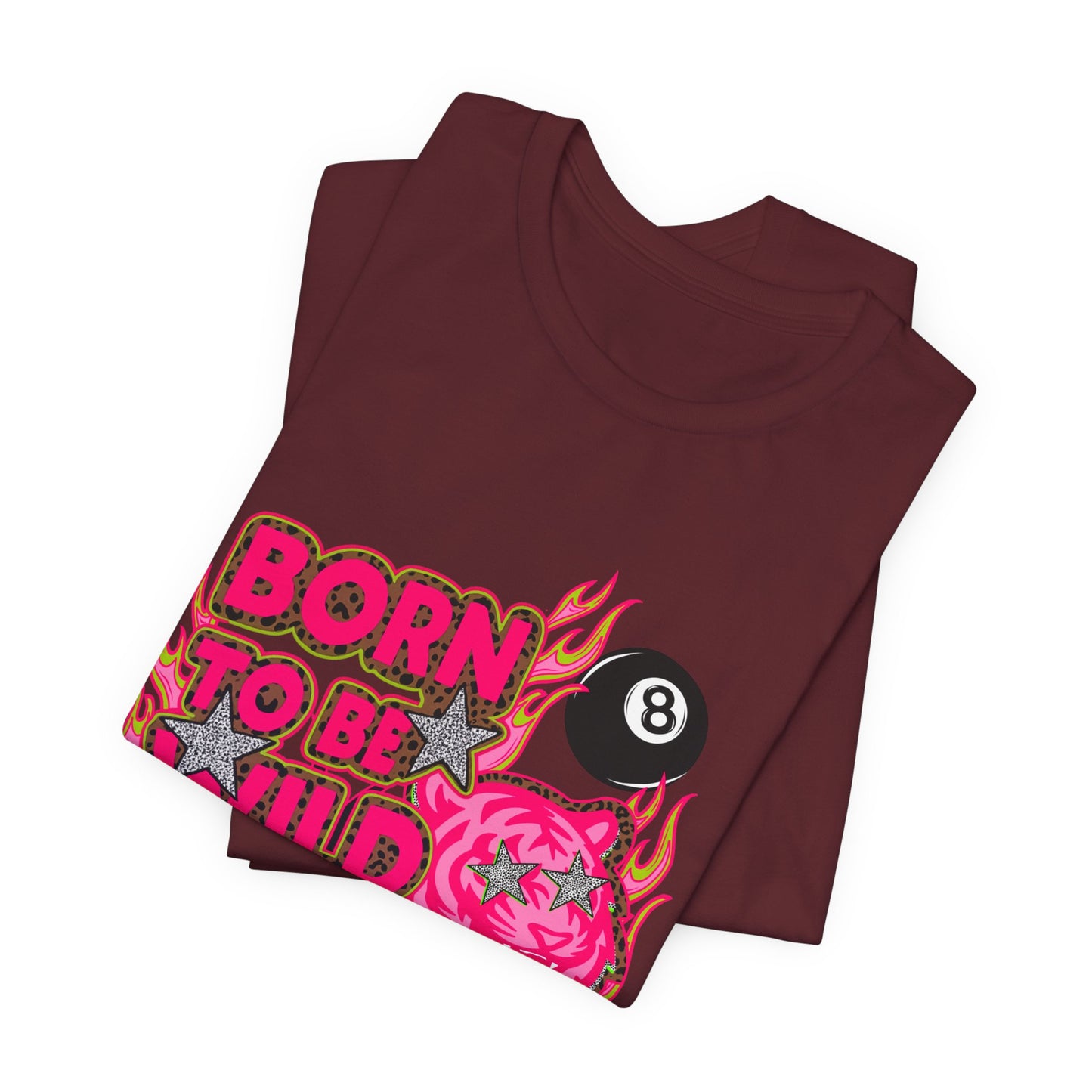 Born to Be Wild Tee — Retro Pink Skull & 8-Ball Graphic Shirt