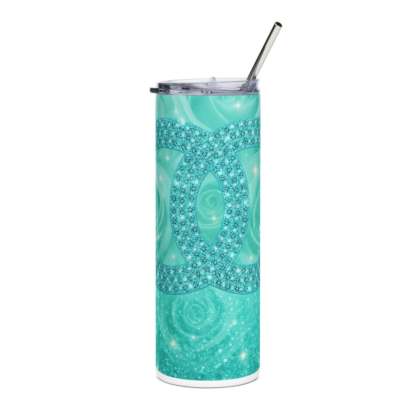 Aqua Sparkle Tumbler — 20oz Stainless Steel Gem-Pattern Travel Cup