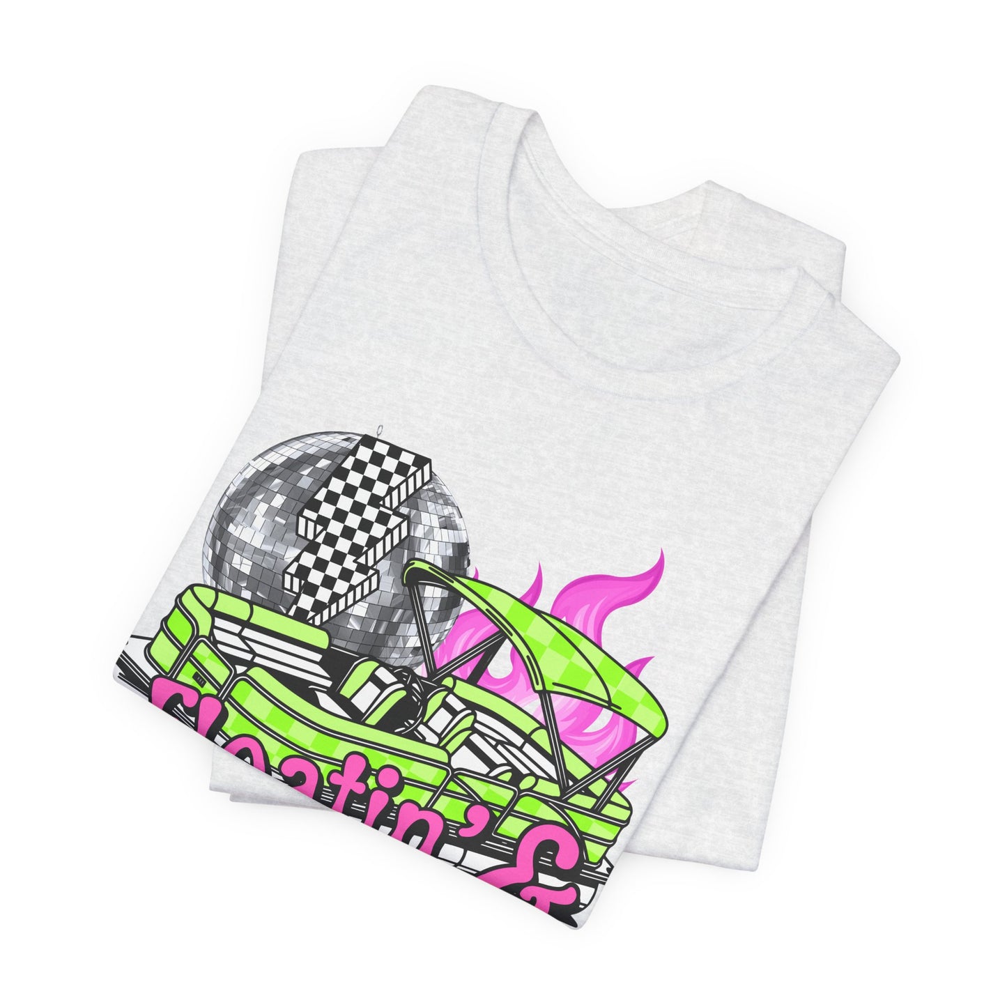 Floatin' & Boatin' Graphic Tee — Retro Neon Pontoon Party Shirt