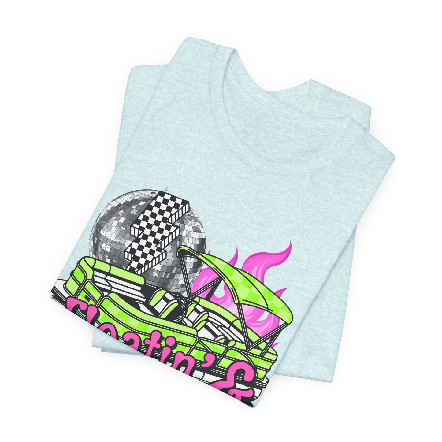 Floatin' & Boatin' Graphic Tee — Retro Neon Pontoon Party Shirt