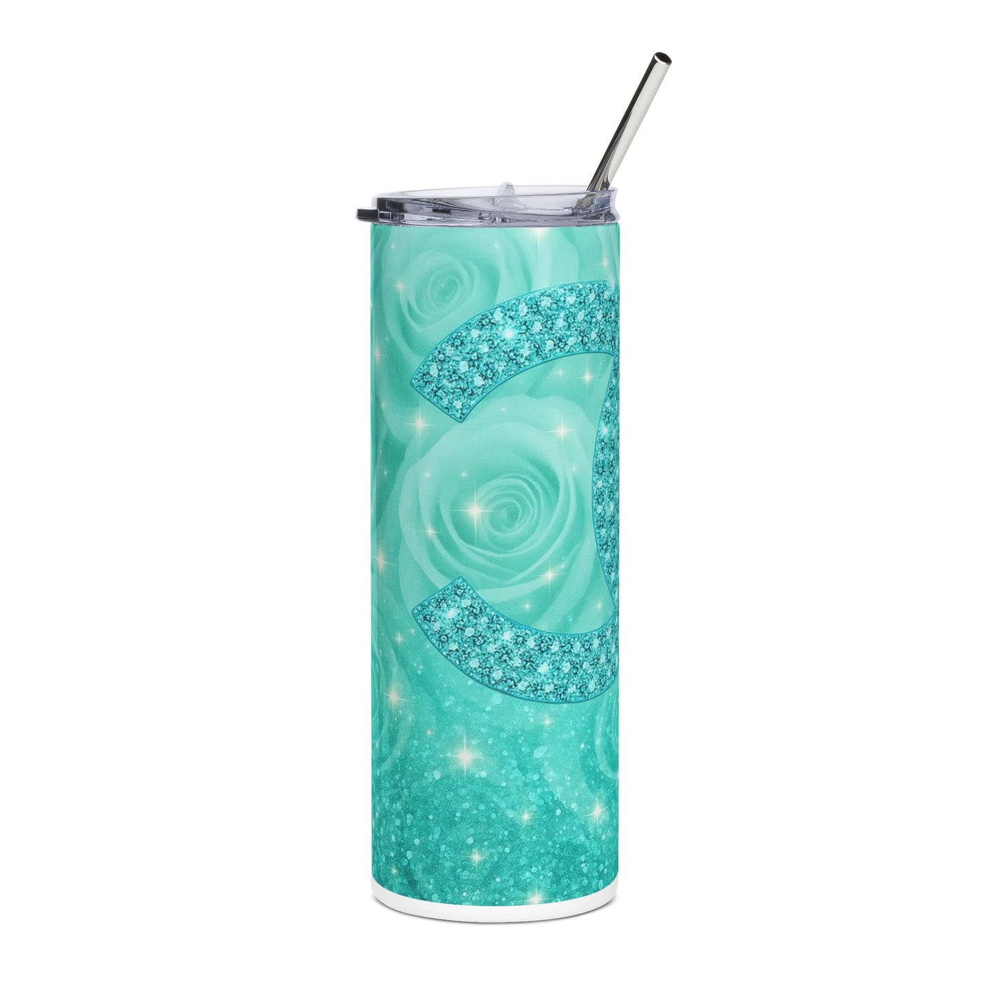 Aqua Sparkle Tumbler — 20oz Stainless Steel Gem-Pattern Travel Cup